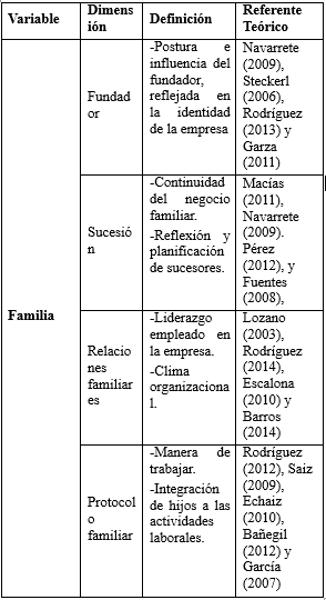 Especificaciones de los indicadores de estudio